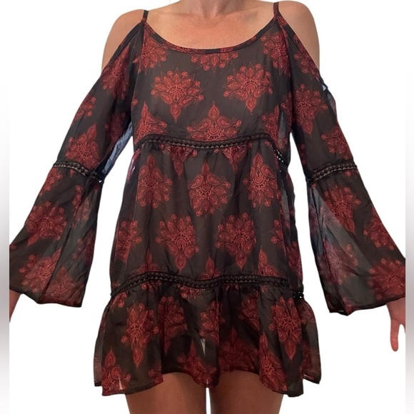 Whimsy Goth Dark Romantic Tunic Dress Blouse Red Black 🥀 Small - Picture 1 of 9